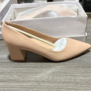 Women’s Pointed Block Heel Pump in Blush